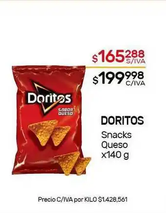 Nini Mayorista Doritos Snacks Queso x 140g oferta