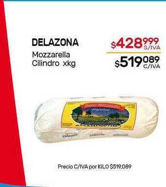 Nini Mayorista Delazona Mozzarella Cilindro xkg oferta