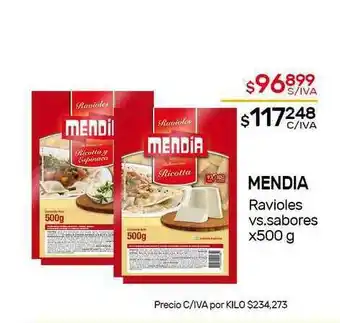 Nini Mayorista Mendia Ravioles Vs. Sabores x 500g oferta