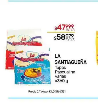 Nini Mayorista La Santiagueña Tapas Pascualina Varias x 360g oferta