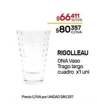 Nini Mayorista Rigolleau Ona Vaso Trago Largo Cuadro x 1uni oferta