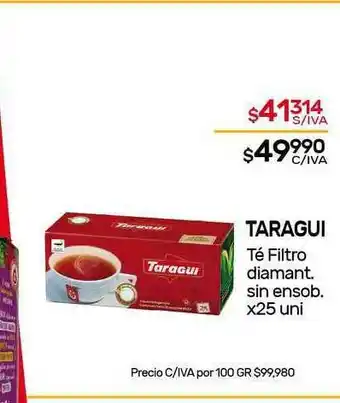 Nini Mayorista Taragui Té Filtro Diamant Sin Ensob. x 25uni oferta