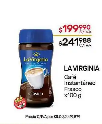 Nini Mayorista La Virginia Café Instantáneo Frasco x 100g oferta