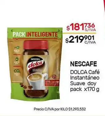 Nini Mayorista Nescafe Dolca Café Instantáneo Suave Doy Pack x 170g oferta