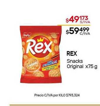 Nini Mayorista Rex Snacks Original x 75g oferta
