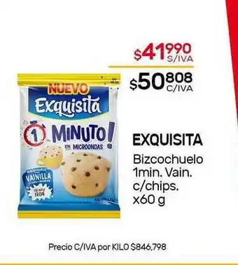 Nini Mayorista Exquisita Bizcochuelo 1min. Vain. C Chips.x 60g oferta