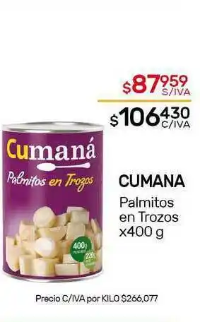 Nini Mayorista Cumana Palmitos En Trozos x 400g oferta