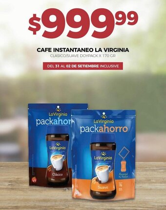 Supermercados Tadicor CAFE INSTANTANEO LA VIRGINIA 170 GR oferta