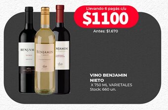 Supermercados Tadicor VINO BENJAMIN NIETO X 750 ML VARIETALES oferta