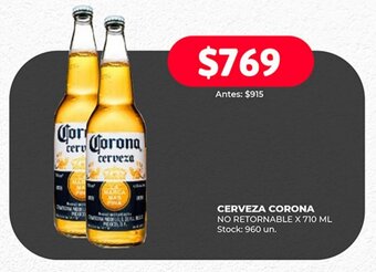 Supermercados Tadicor CERVEZA CORONA NO RETORNABLE X 710 ML oferta