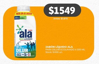 Supermercados Tadicor JABÓN LÍQUIDO ALA PARA DILUIR ECOLAVADO X 500 ML oferta