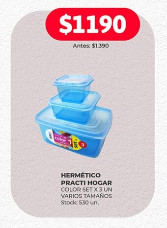 Supermercados Tadicor HERMÉTICO PRACTI HOGAR COLOR SET X 3 UN VARIOS TAMAÑOS oferta