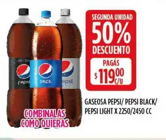 Supermercados Toledo Gaseosa Pepsi Pepsi Black Pepsi Light x 2250/2450cc oferta