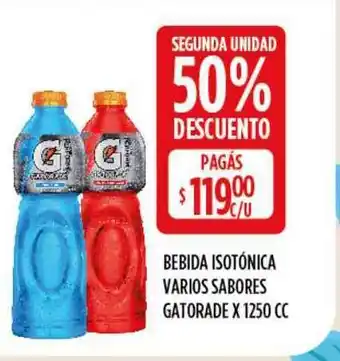 Supermercados Toledo Bebida Isotónica Varios Sabores Gatorade x 1250cc oferta