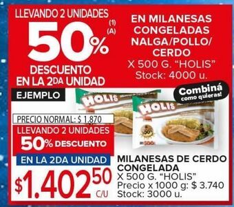 Carrefour Maxi Milanesa de cerdo congelada x 500g holis oferta