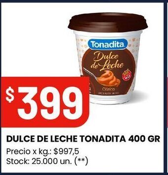 Changomas Dulce de leche tonadita 400 gr oferta