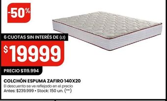 Changomas Colchón espuma zafiro 140x20 oferta