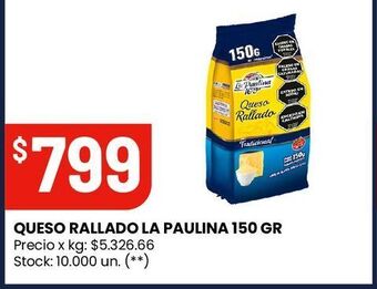 Changomas Queso rallado la paulina 150 gr oferta