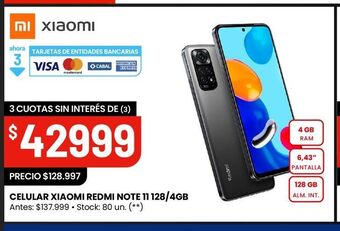 Changomas Celular xiaomi redmi note 11 128/4gb oferta