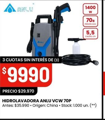 Changomas Hidrolavadora anlu vcw 70p oferta