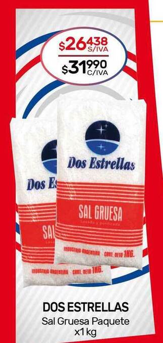 Nini Mayorista Dos Estrellas Sal Gruesa Paquete x 1kg oferta