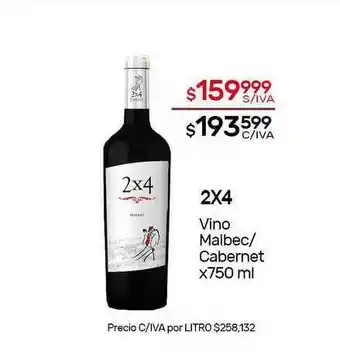 Nini Mayorista 2x4 Vino Malbec Cabernet x 750ml oferta