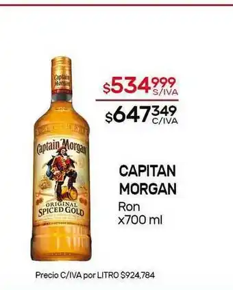 Nini Mayorista Capitan Morgan Ron x 700ml oferta