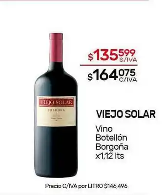 Nini Mayorista Viejo Solar Vino Botellón Borgoña x 1,12lts oferta