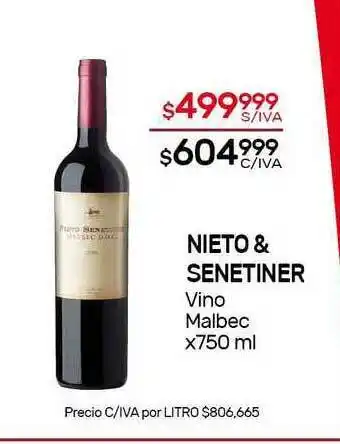 Nini Mayorista Nieto & Senetiner Vino Malbec x 750ml oferta