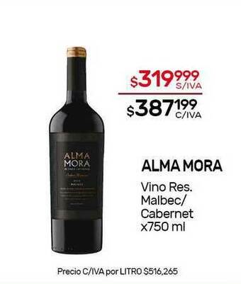 Nini Mayorista Alma Mora Vino Res. Malbec Cabernet x 750ml oferta