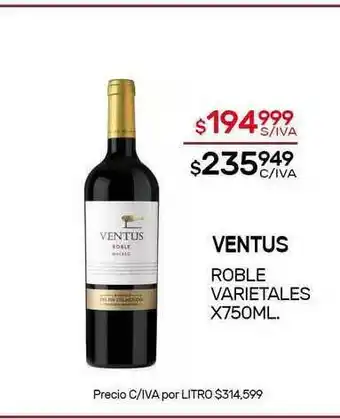 Nini Mayorista Ventus Roble Varietales x 750ml oferta