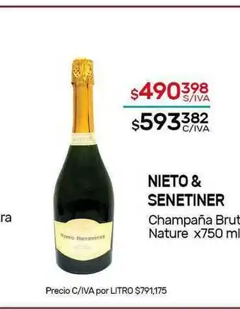 Nini Mayorista Nieto & Senetiner Champaña Brut Nature x 750ml oferta