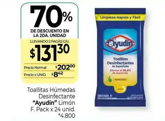 La Anonima Toallitas Húmedas Desinfectante Ayudín Limón x 24unid oferta
