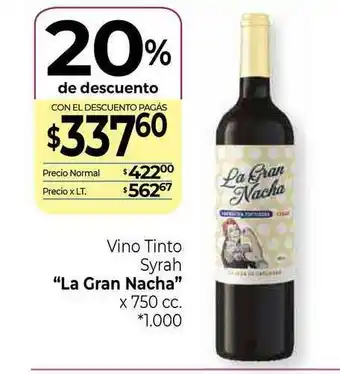 La Anonima La Gran Nacha Vino Tinto Syrah x 750cc oferta