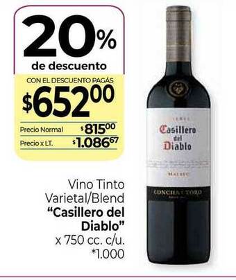 La Anonima Casillero Del Diablo Vino x 750cc oferta