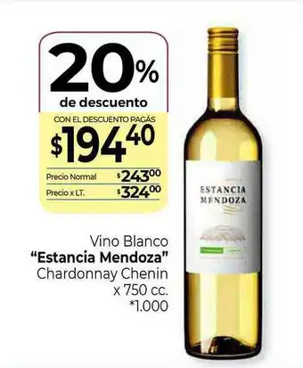 La Anonima Estancia Mendoza Vino Blanco Chardonnay Chenin x 750cc oferta