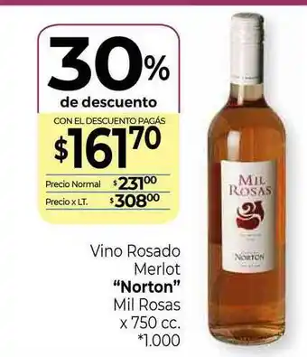 La Anonima Norton Vino Rosado Merlot Mil Rosas x 750cc oferta