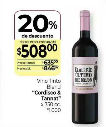 La Anonima Cordisco & Tannat Vino Tinto Blend x 750cc oferta