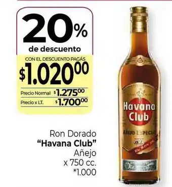 Havana Club Ron Dorado Añejo x 750cc