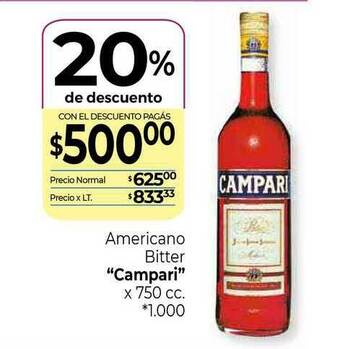 La Anonima Campari Americano Bitter x 750cc oferta