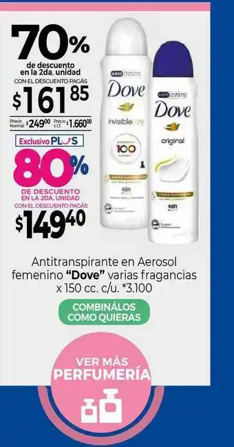La Anonima Dove Antitranspirante en Aerosol Femenino x 150cc oferta