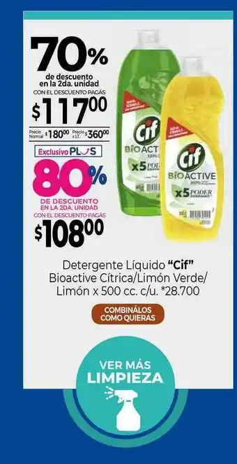 La Anonima CIF Detergente liquido Bioactive Citrica/Limon Verde x 500cc oferta