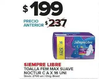 Carrefour Maxi Siempre Libre Toalla Fem Max Suave Noctur C A oferta