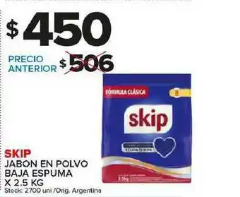 Carrefour Maxi Skip Jabon En Polvo Baja Espuma x 2.5kg oferta