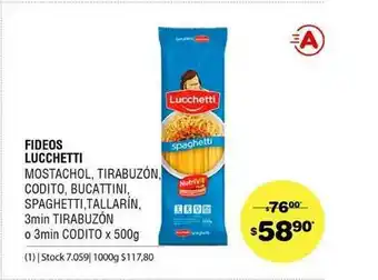 Atomo Conviene Fideos Lucchetti Mostachol Tirabuzón Codito Bucattini Spaghetti Tallarin Tirabuzón O Codito x 500g oferta