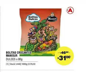Atomo Conviene Bolitas Crocantes Manisur Dulces x 80g oferta