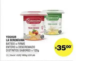 Atomo Conviene Yoghur La Serenísima Batido O Firme Entero O Descremado x 120g oferta