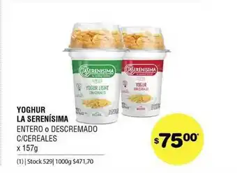 Atomo Conviene Yoghur La Serenísima Entero O Descremado C Cereales x 157g oferta