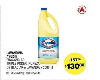 Atomo Conviene Lavandina Ayudín Fragancias Triple Poder Pureza De Glaciar O Lavanda oferta