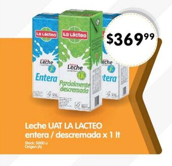 Supermercados Buenos Días Leche UAT LA LACTEO entera / descremada x 1 It oferta